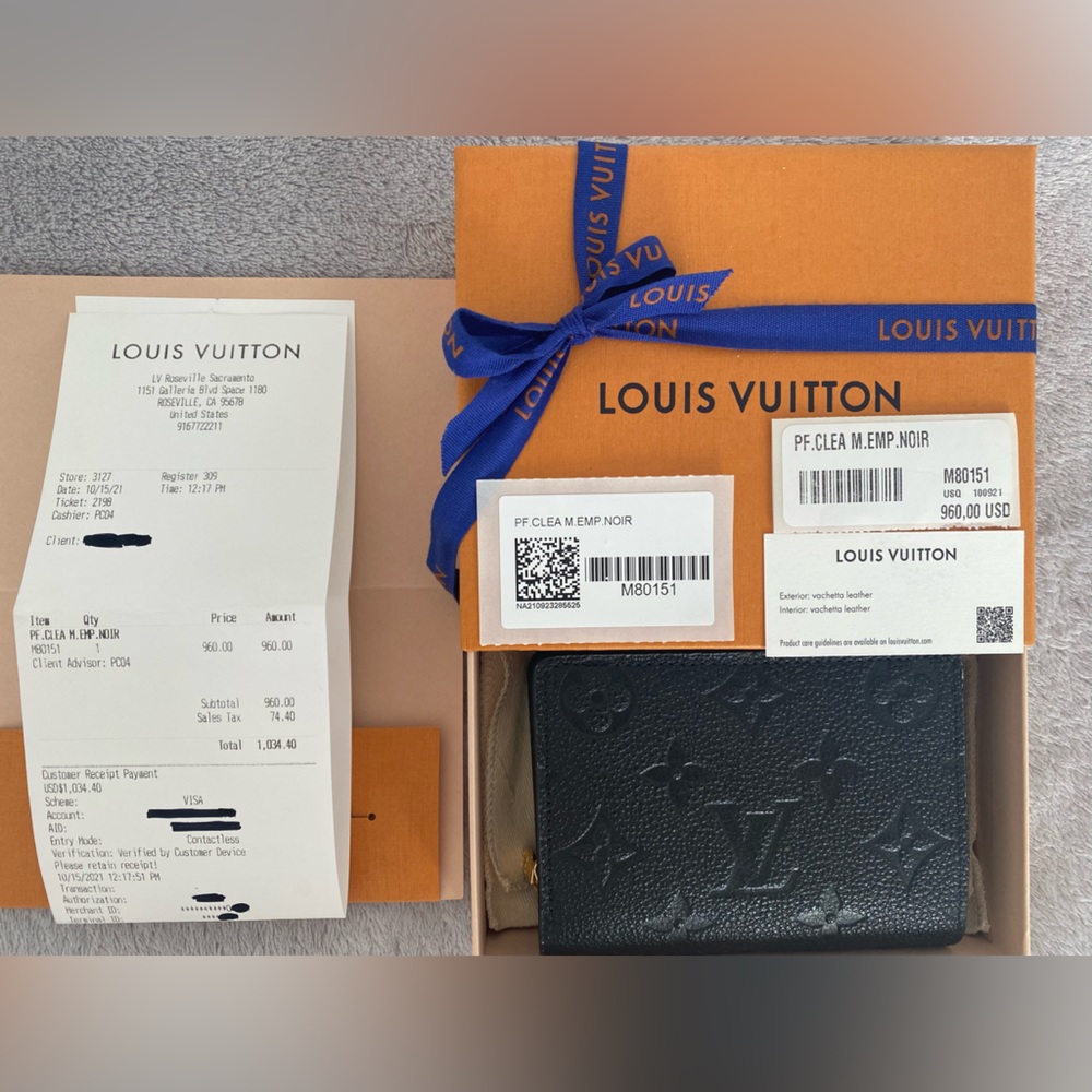 ✨🤍Louis Vuitton Black Empreinte Clea Wallet🤍✨
